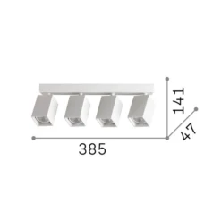 Ideal Lux Deckenstrahler Dynamite Square weiß, 38 cm, 4-flg.