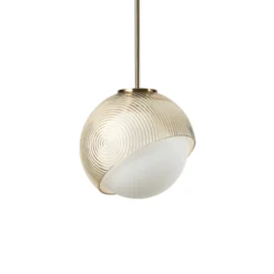 Ideal Lux Hängelampe Bloom, Ø 12 cm, messing, Metall/Glas