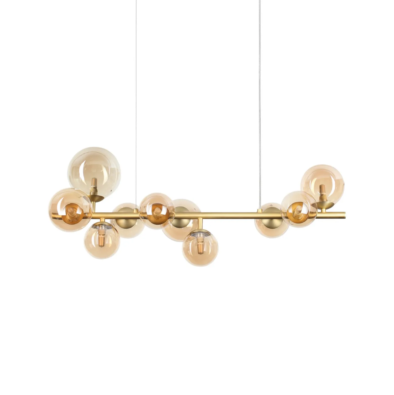 Ideal Lux Hängelampe Perlage Länge 81cm messing/amber 10fl