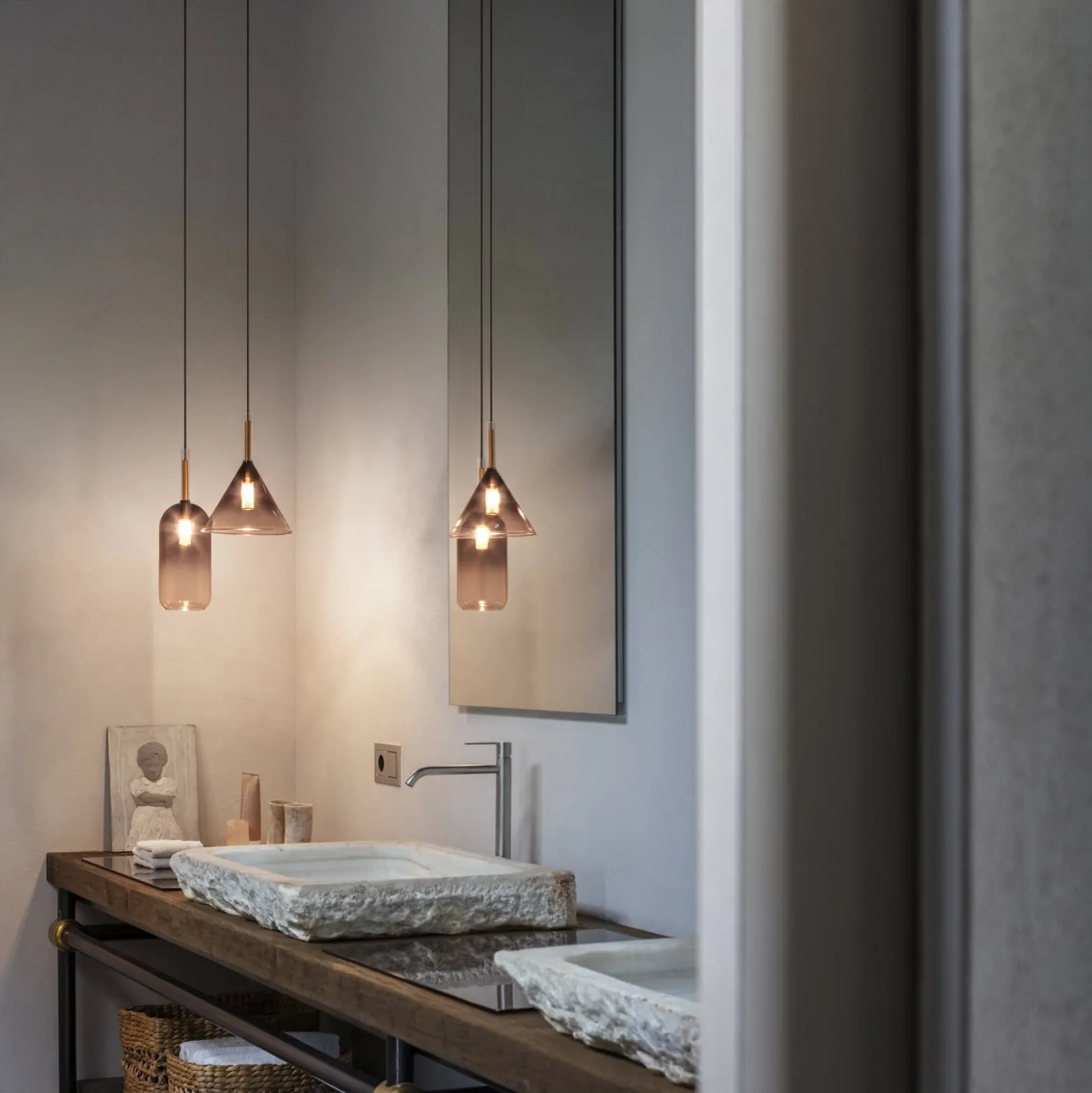Ideal Lux Hängeleuchte Empire Cono, Glas klar/rauchgrau