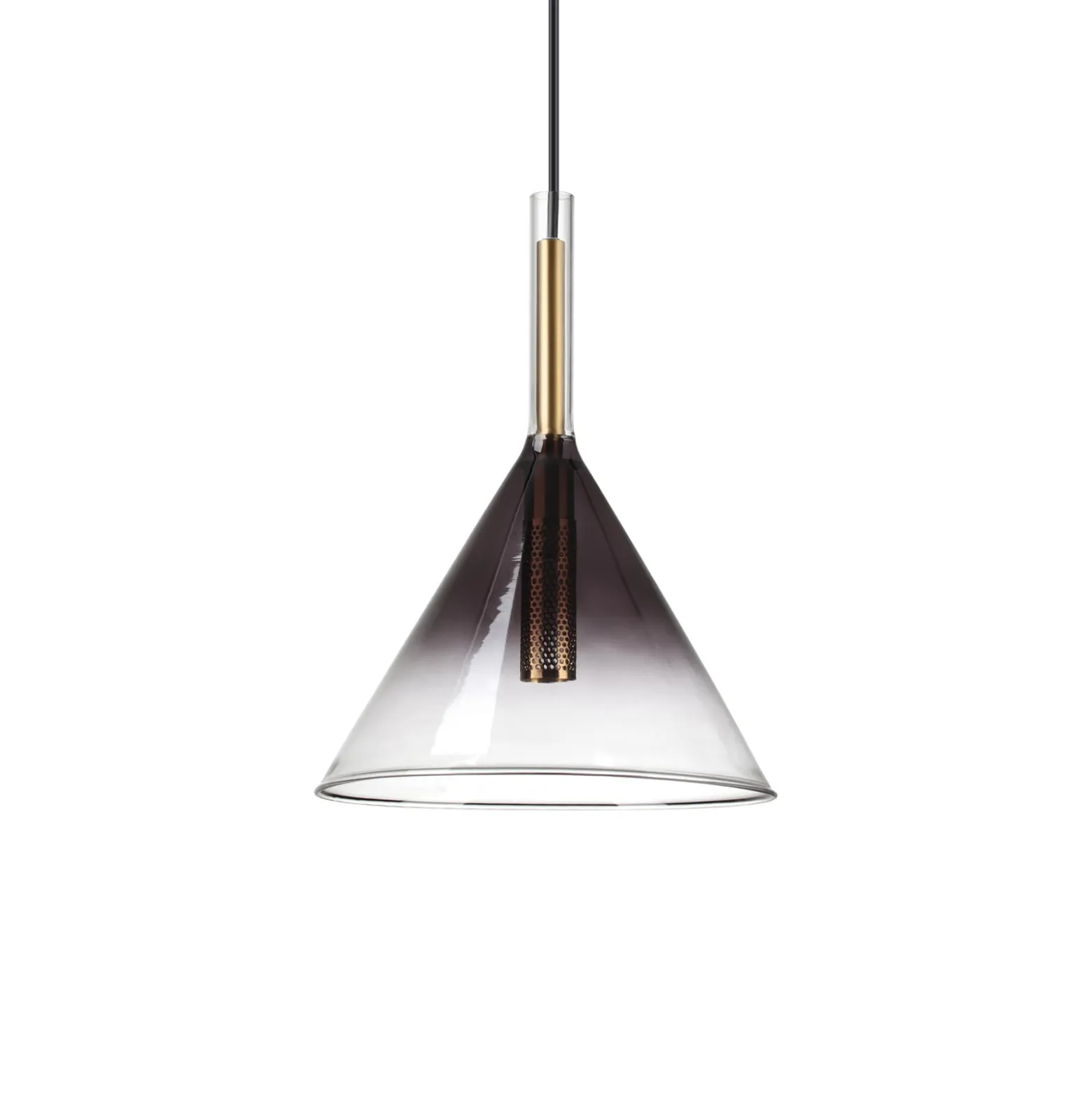 Ideal Lux Hängeleuchte Empire Cono, Glas klar/rauchgrau