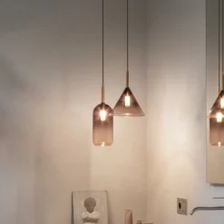 Ideal Lux Hängeleuchte Empire Cono, Glas klar/rauchgrau