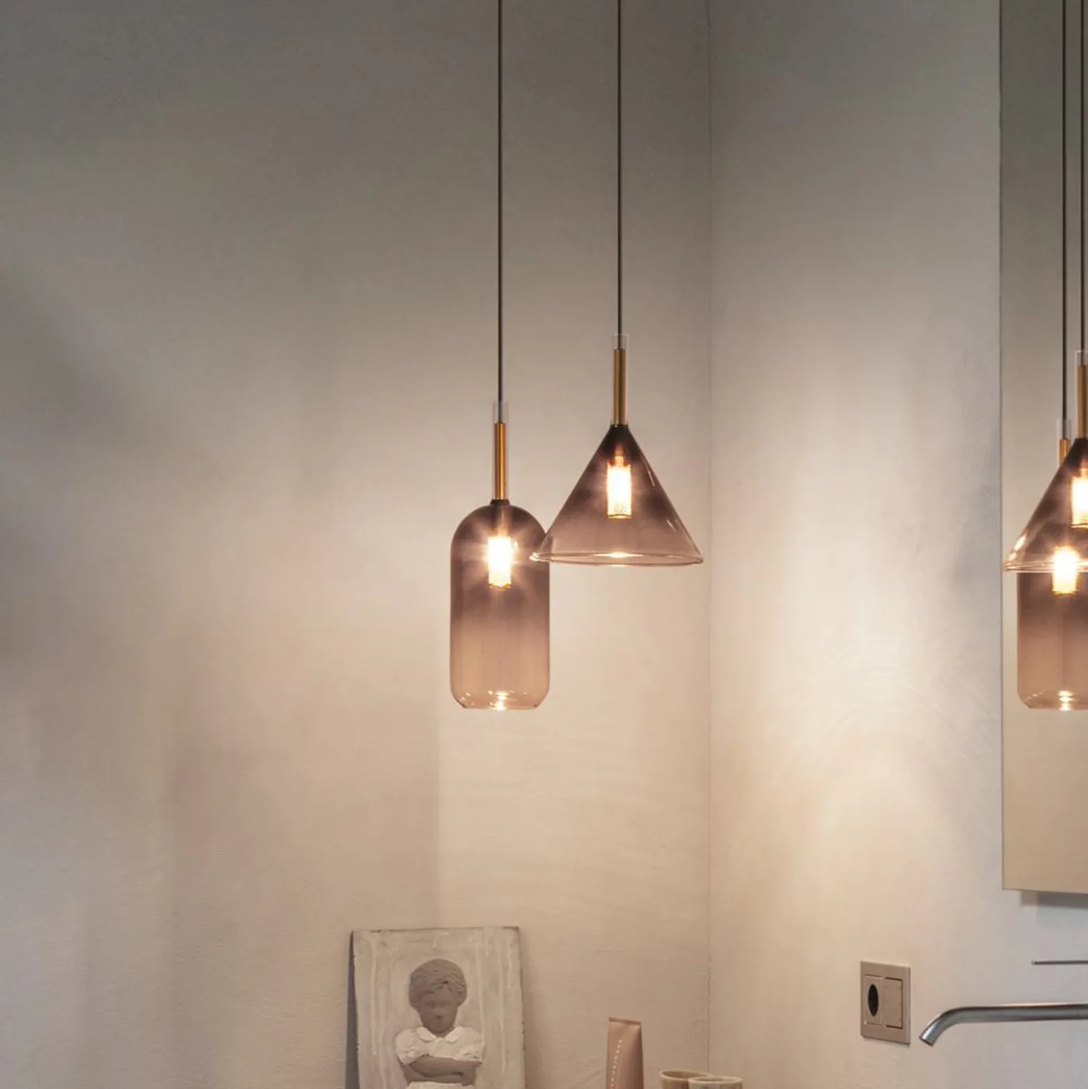 Ideal Lux Hängeleuchte Empire Cono, Glas klar/rauchgrau