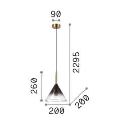 Ideal Lux Hängeleuchte Empire Cono, Glas klar/rauchgrau