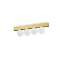 Ideal Lux LED-Deckenlampe Ping Pong messing 4-flg., Opalglas
