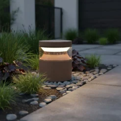 Ideal Lux LED-Sockelleuchte Boeing, kaffeebraun, Höhe 15 cm