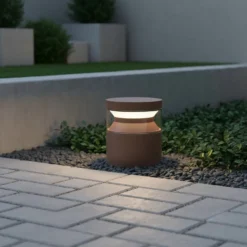 Ideal Lux LED-Sockelleuchte Boeing, kaffeebraun, Höhe 15 cm
