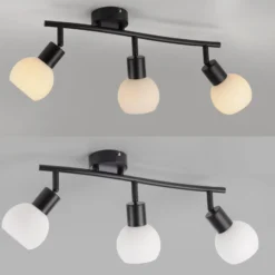 JUST LIGHT. Deckenleuchte Loki, 3-fl., lang, schwarz, Eisen