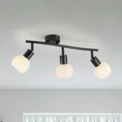 JUST LIGHT. Deckenleuchte Loki, 3-fl., lang, schwarz, Eisen