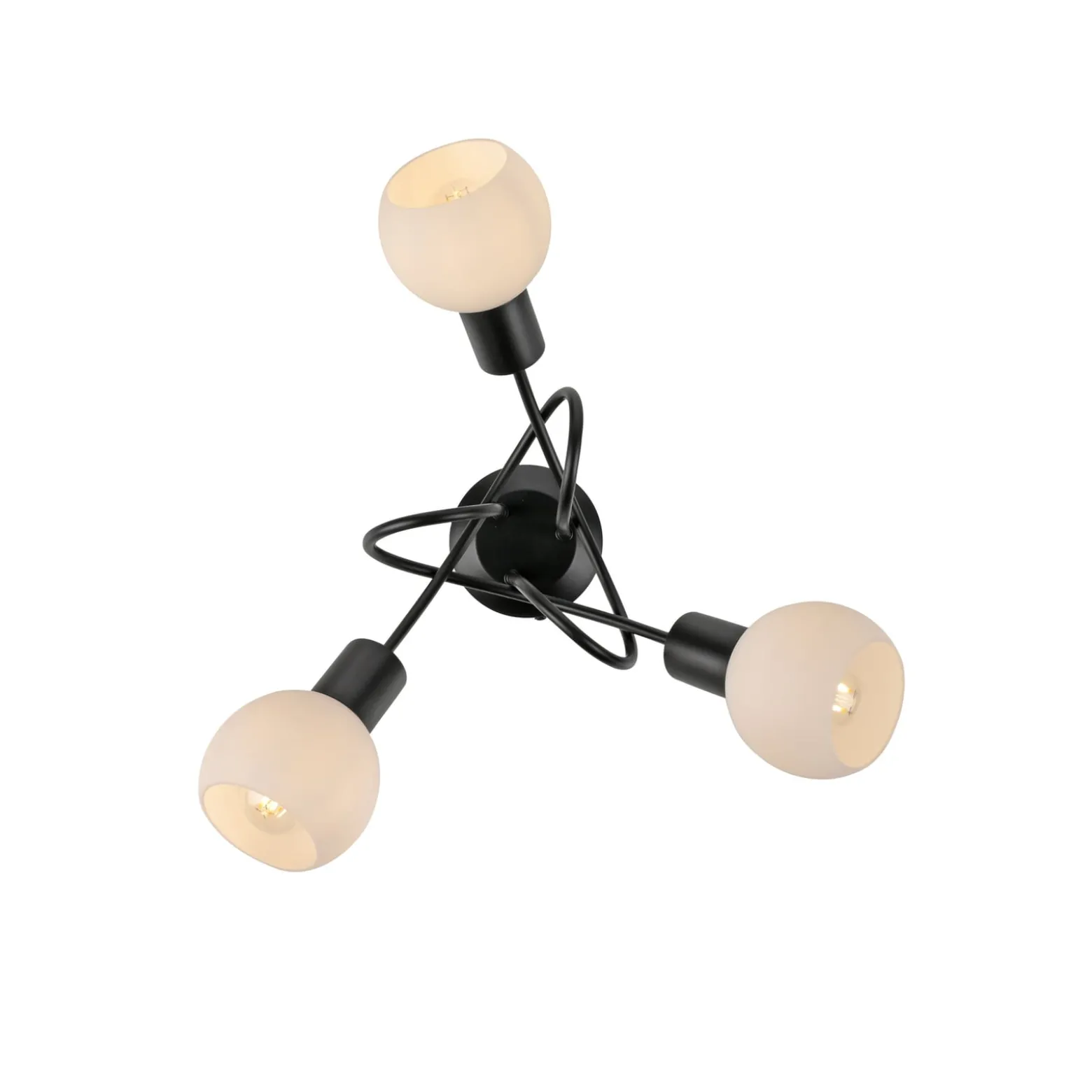 JUST LIGHT. Deckenleuchte Loki, 3-fl., rund, schwarz, Eisen