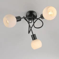 JUST LIGHT. Deckenleuchte Loki, 3-fl., rund, schwarz, Eisen