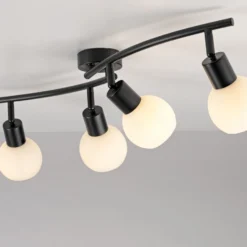 JUST LIGHT. Deckenleuchte Loki, 4-fl., schwarz, Eisen, Glas