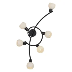 JUST LIGHT. Deckenleuchte Loki, 6-fl., schwarz, Eisen, Glas