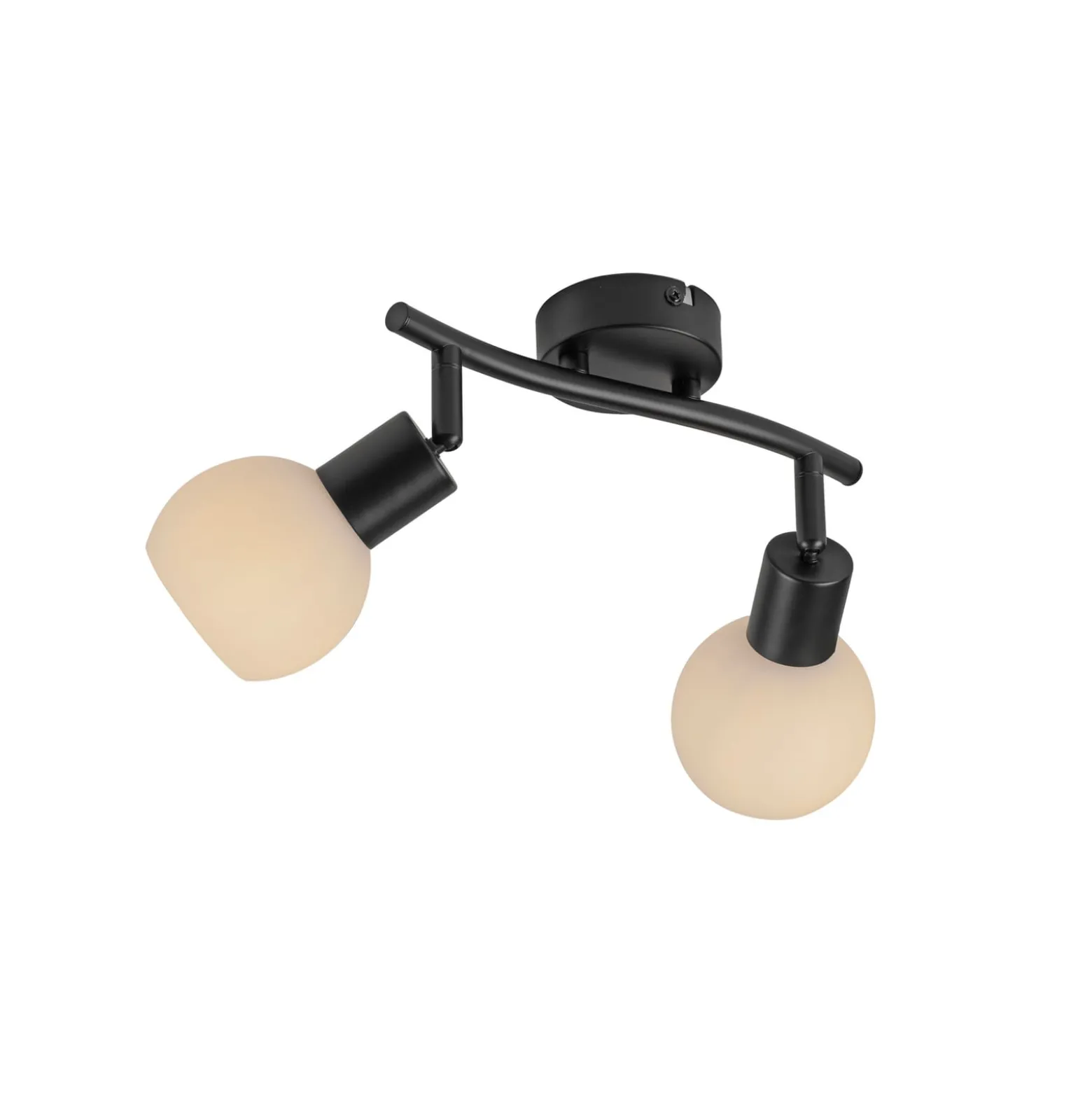 JUST LIGHT. Deckenleuchte Loki, 2-fl., schwarz, Eisen, Glas