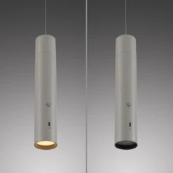 JUST LIGHT. LED-Akku-Hängeleuchte Attach, grau-beige, Eisen