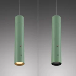 JUST LIGHT. LED-Akku-Hängeleuchte Attach, grün, Eisen
