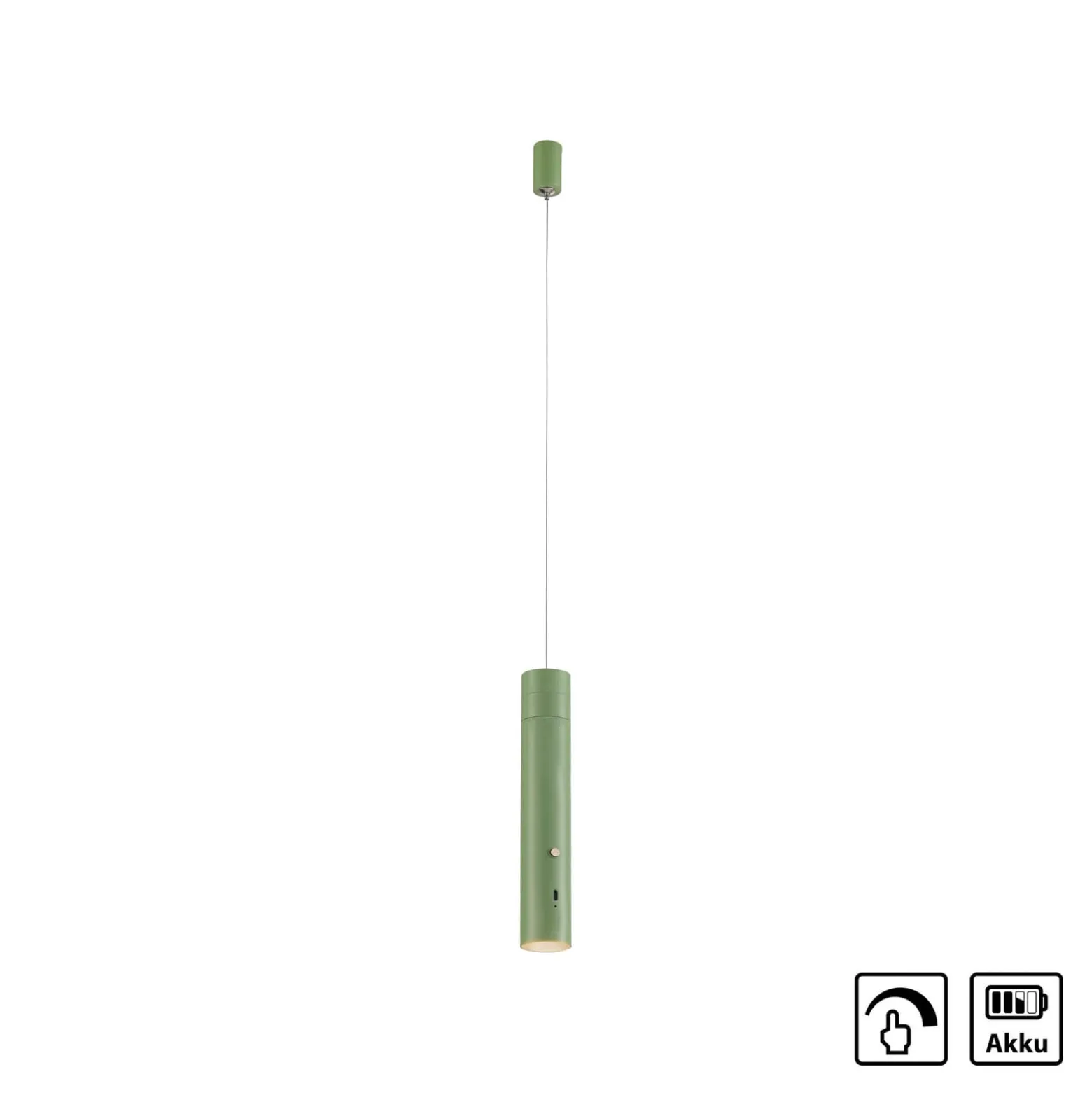 JUST LIGHT. LED-Akku-Hängeleuchte Attach, grün, Eisen