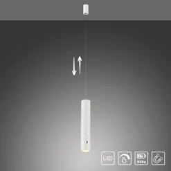 JUST LIGHT. LED-Akku-Hängeleuchte Attach, weiß, Eisen