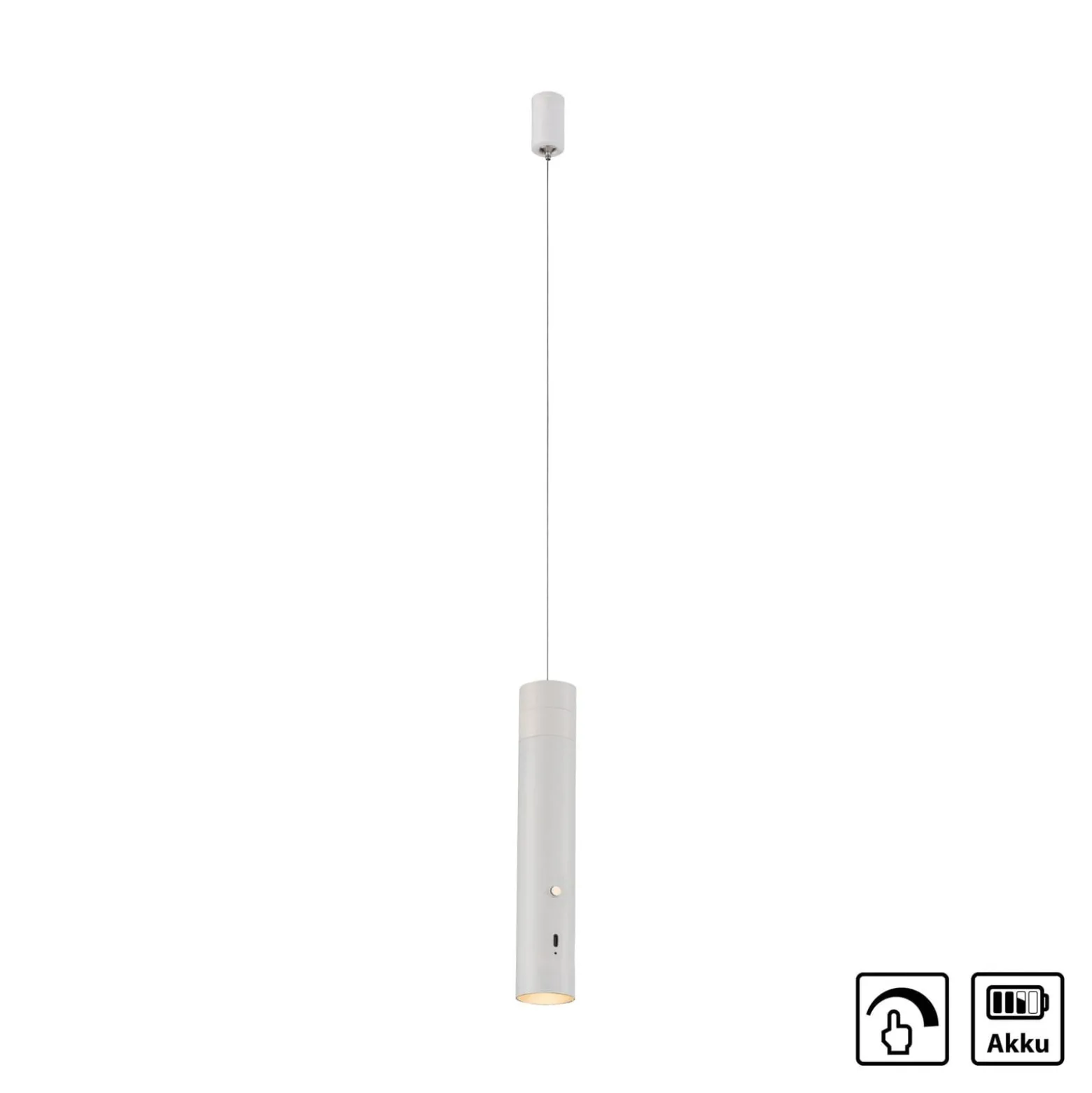 JUST LIGHT. LED-Akku-Hängeleuchte Attach, weiß, Eisen