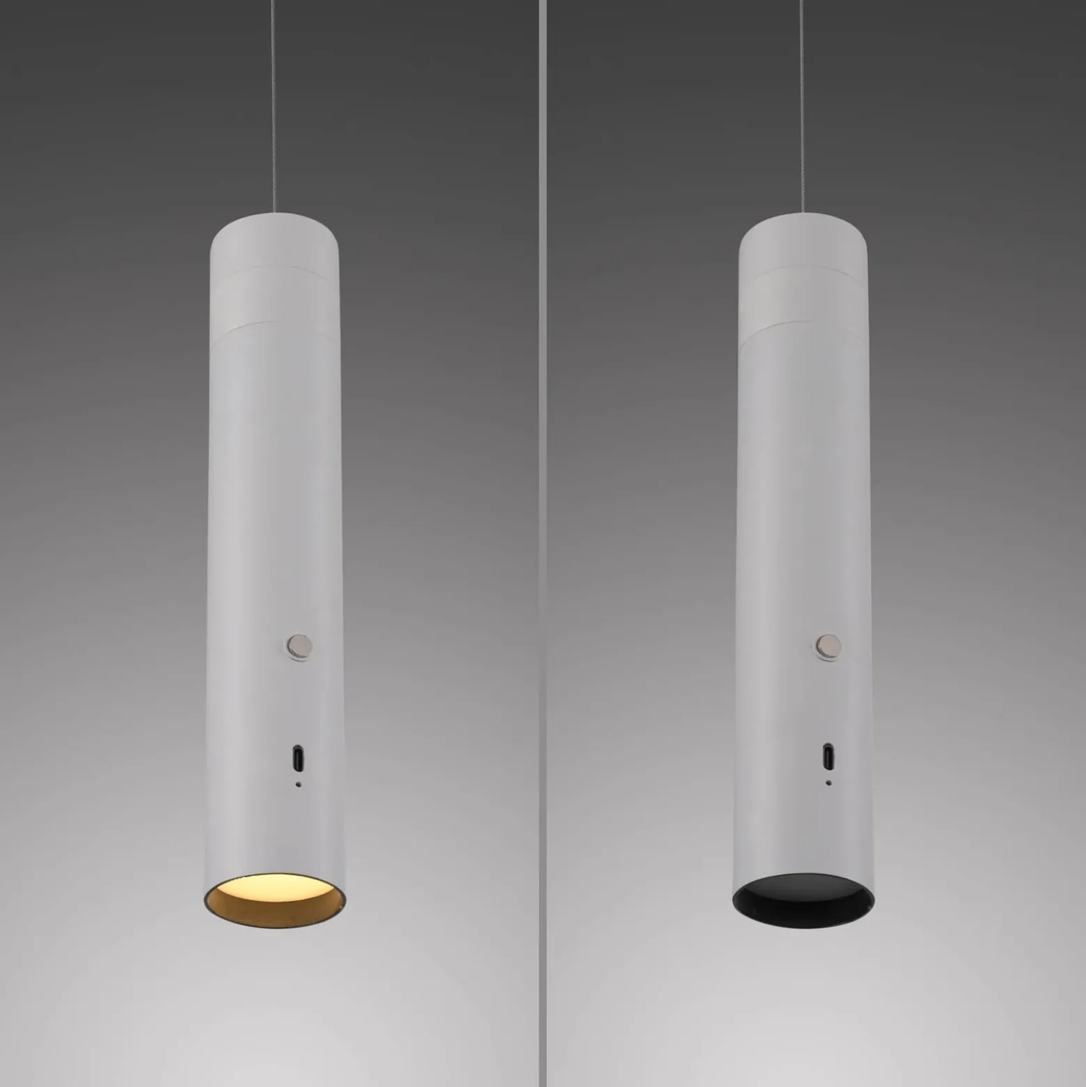 JUST LIGHT. LED-Akku-Hängeleuchte Attach, weiß, Eisen