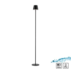 JUST LIGHT. LED-Akku-Stehleuchte Euria, schwarz, Eisen, IP54