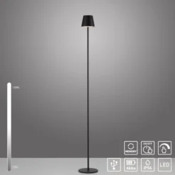 JUST LIGHT. LED-Akku-Stehleuchte Euria, schwarz, Eisen, IP54