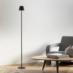 JUST LIGHT. LED-Akku-Stehleuchte Euria, schwarz, Eisen, IP54