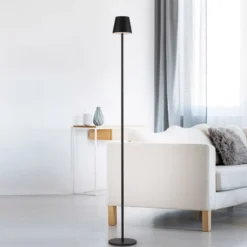 JUST LIGHT. LED-Akku-Stehleuchte Euria, schwarz, Eisen, IP54