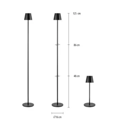 JUST LIGHT. LED-Akku-Stehleuchte Euria, schwarz, Eisen, IP54