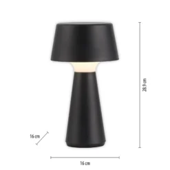 JUST LIGHT. LED-Akkutischlampe Abera schwarz Kunststoff IP54