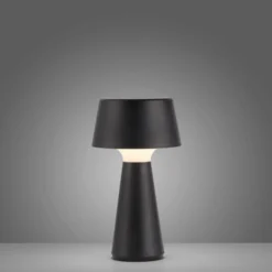 JUST LIGHT. LED-Akkutischlampe Abera schwarz Kunststoff IP54