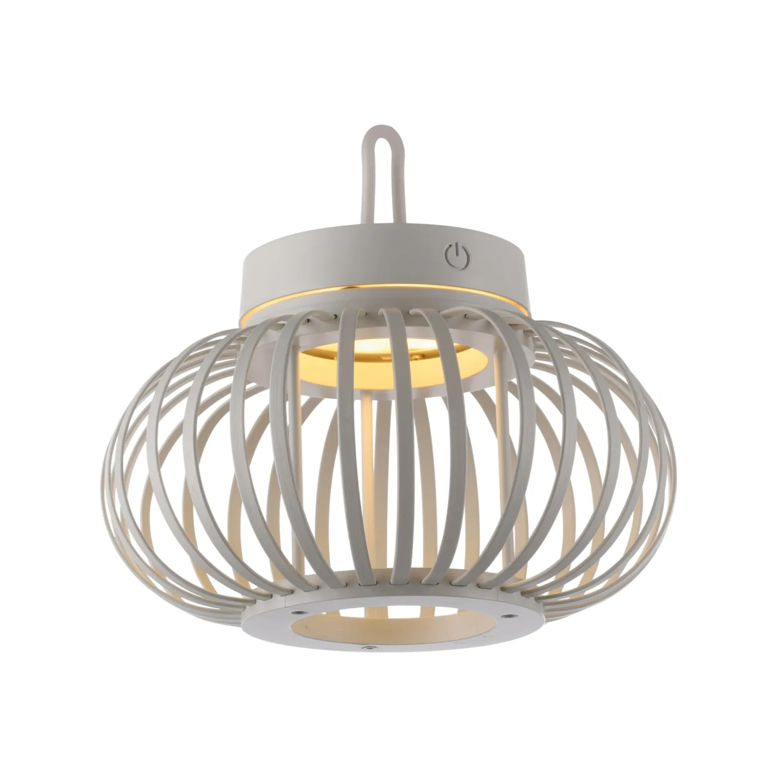 JUST LIGHT. LED-Akku-Tischlampe Akuba grau-beige 22cm Bambus