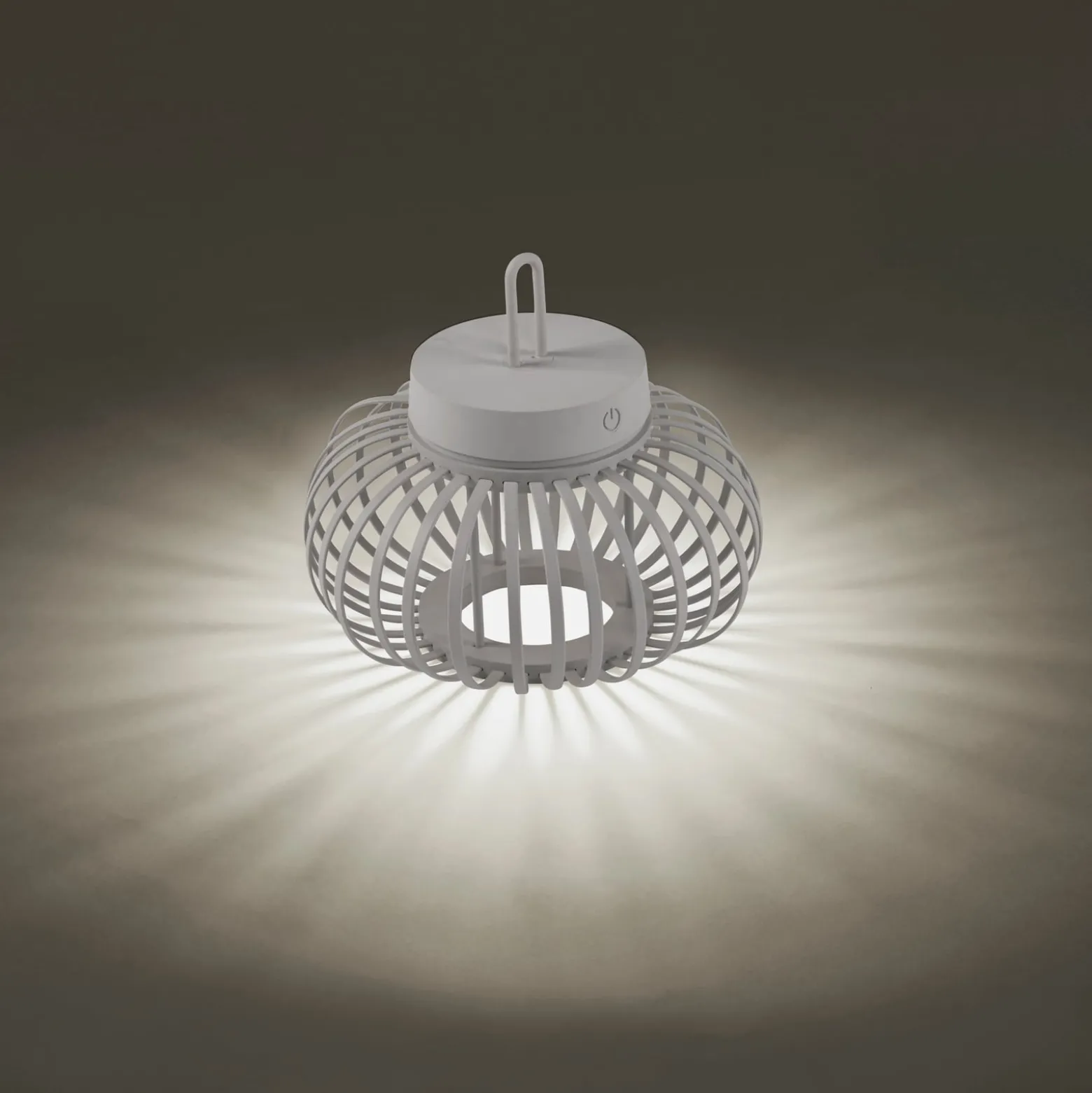 JUST LIGHT. LED-Akku-Tischlampe Akuba grau-beige 22cm Bambus