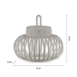 JUST LIGHT. LED-Akku-Tischlampe Akuba grau-beige 22cm Bambus