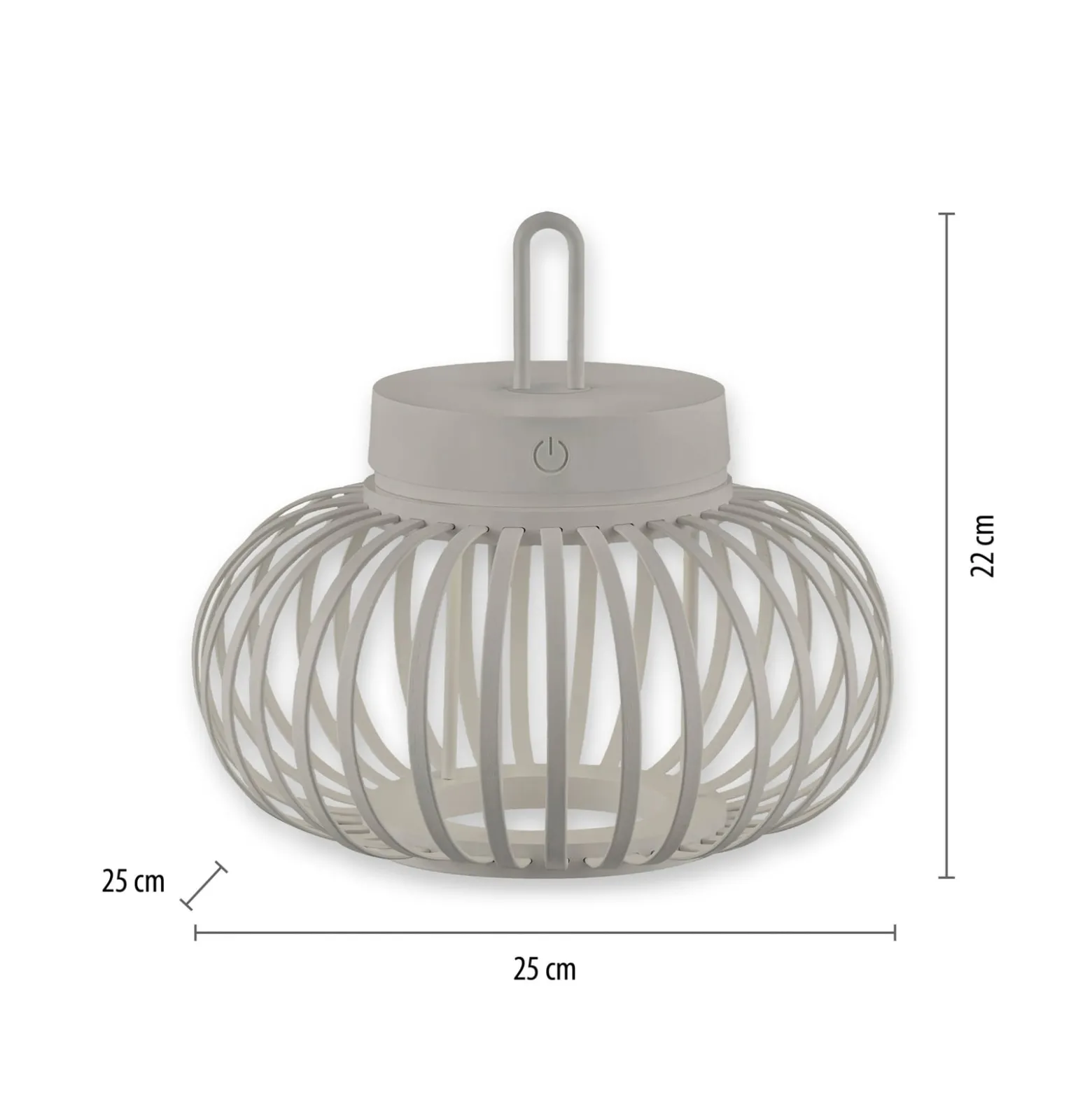 JUST LIGHT. LED-Akku-Tischlampe Akuba grau-beige 22cm Bambus