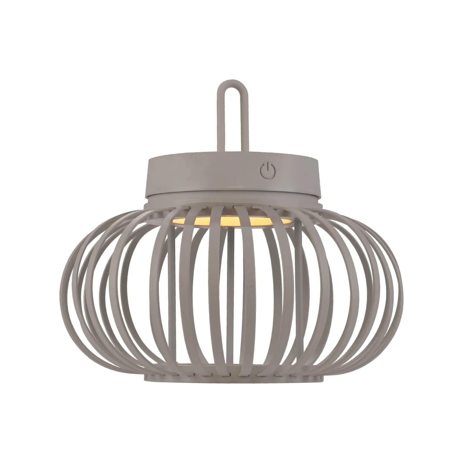 JUST LIGHT. LED-Akku-Tischlampe Akuba grau-beige 22cm Bambus