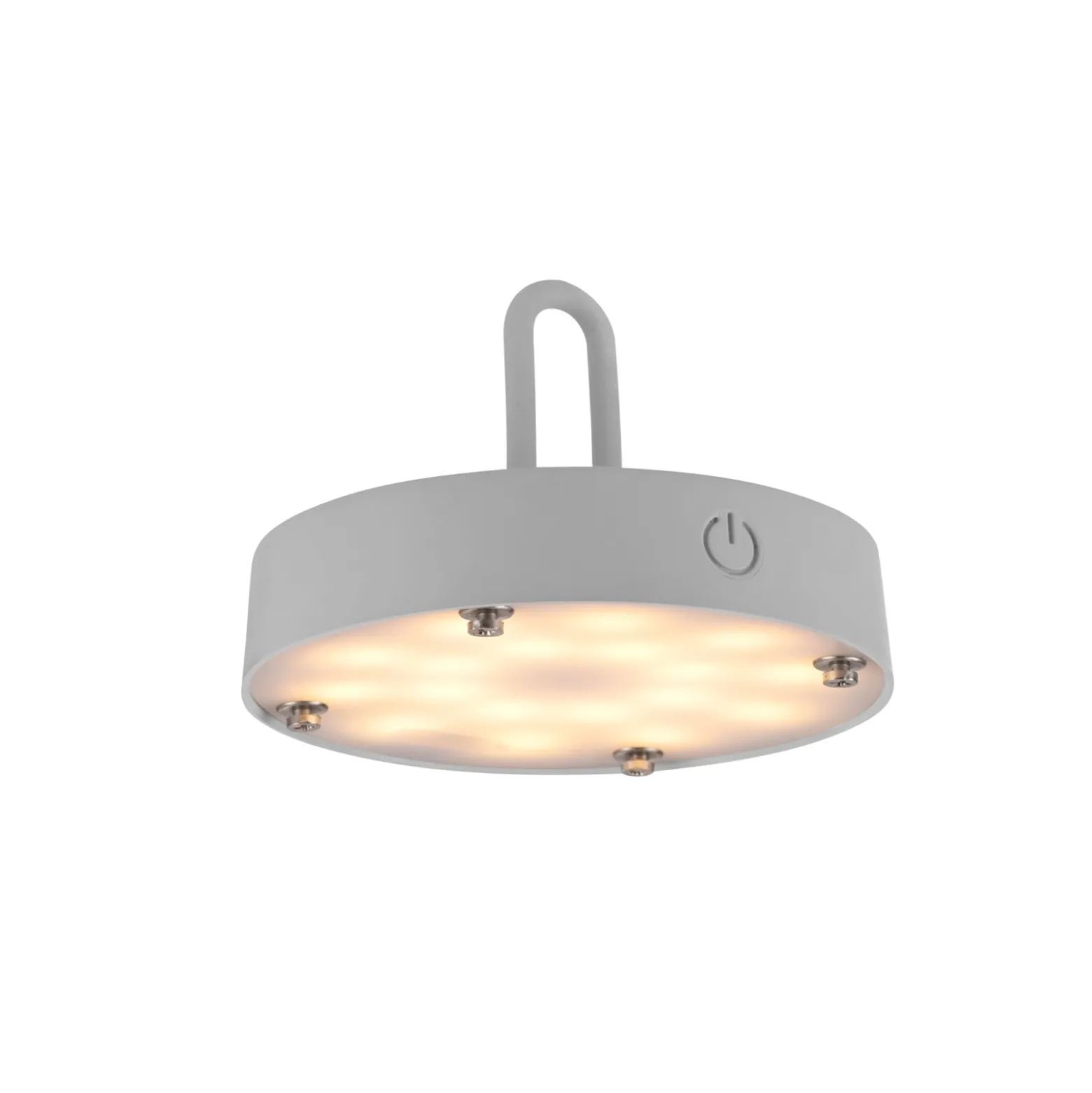 JUST LIGHT. LED-Akku-Tischlampe Akuba grau-beige 22cm Bambus