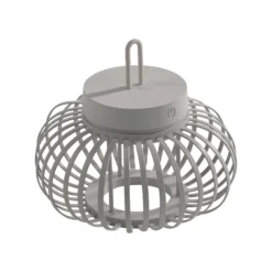 JUST LIGHT. LED-Akku-Tischlampe Akuba grau-beige 22cm Bambus