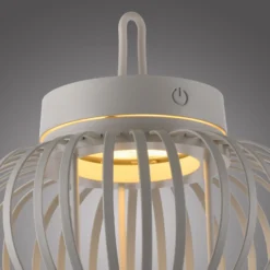 JUST LIGHT. LED-Akku-Tischlampe Akuba grau-beige 22cm Bambus