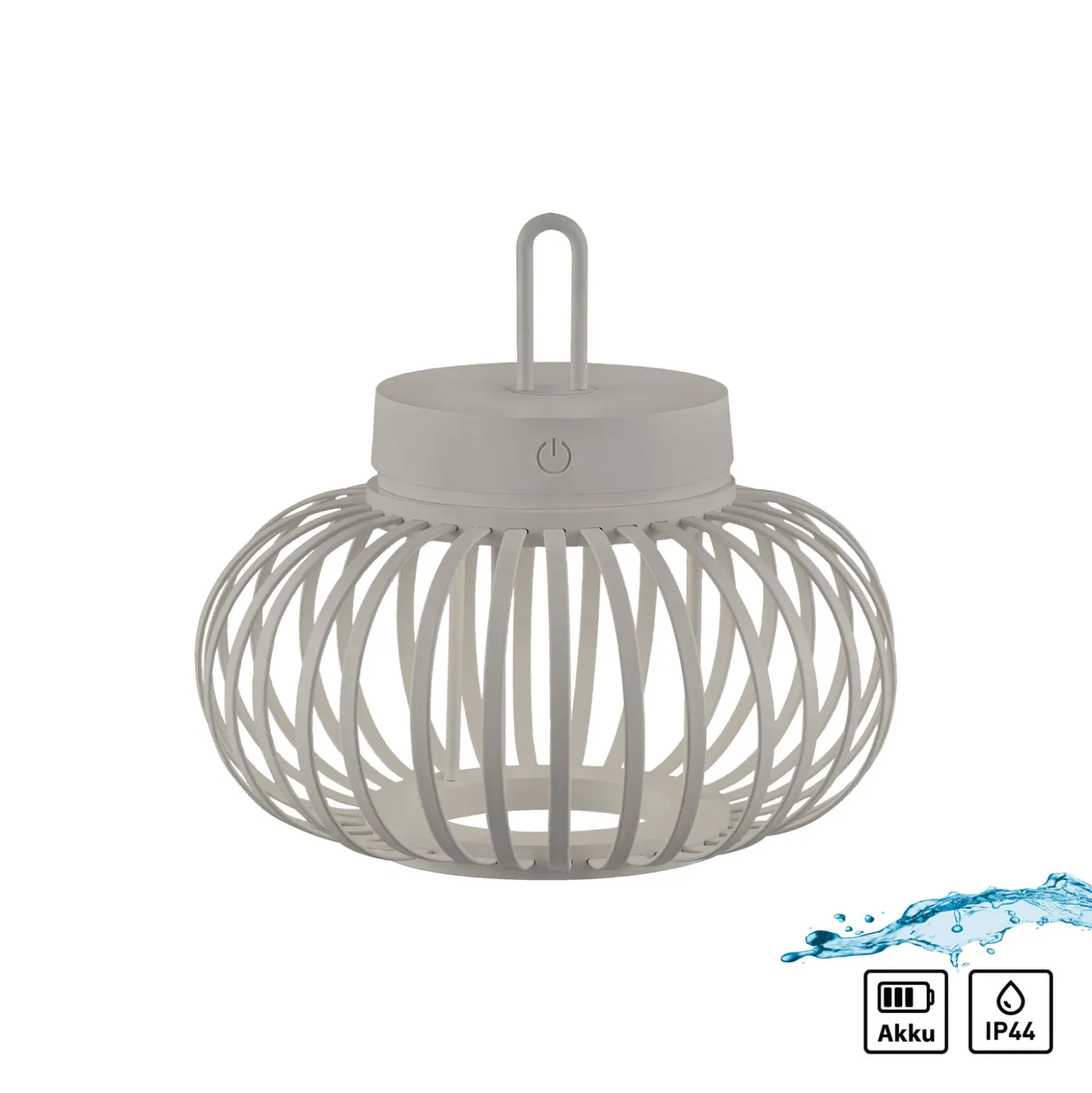 JUST LIGHT. LED-Akku-Tischlampe Akuba grau-beige 22cm Bambus