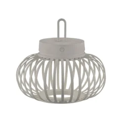 JUST LIGHT. LED-Akku-Tischlampe Akuba grau-beige 22cm Bambus