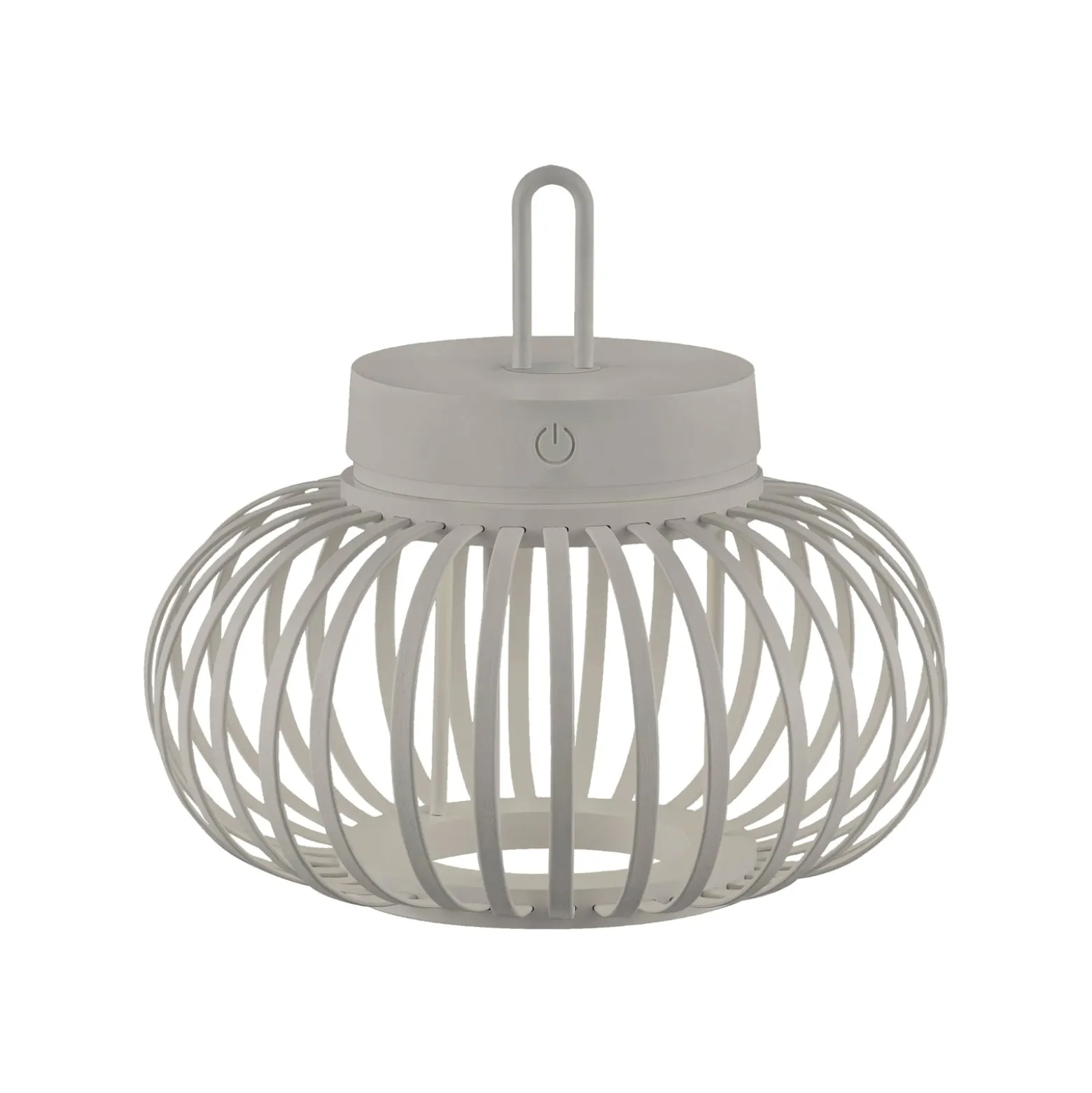 JUST LIGHT. LED-Akku-Tischlampe Akuba grau-beige 22cm Bambus