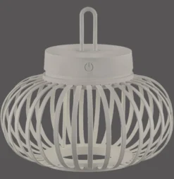 JUST LIGHT. LED-Akku-Tischlampe Akuba grau-beige 22cm Bambus