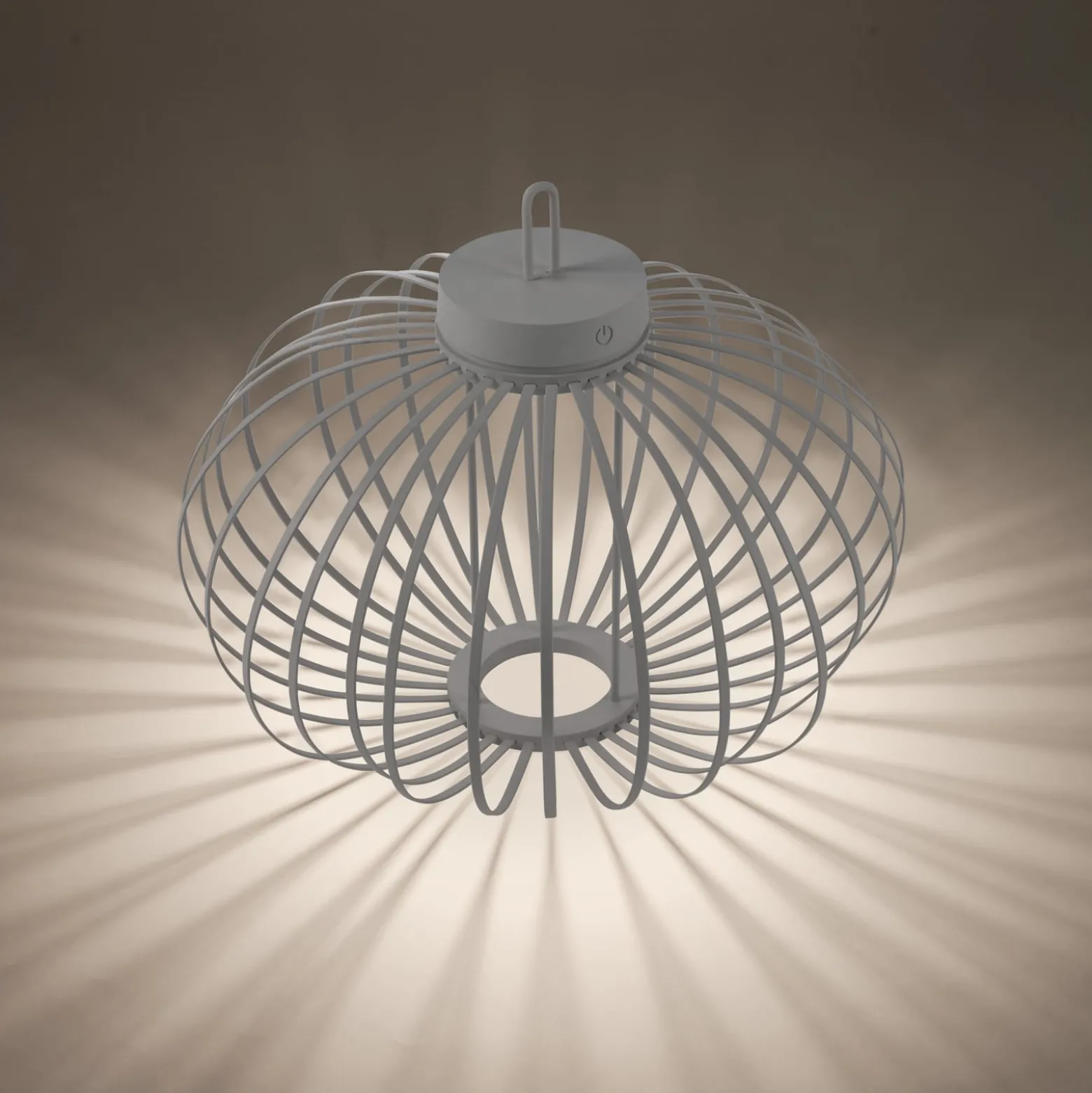 JUST LIGHT. LED-Akku-Tischlampe Akuba grau-beige 37cm Bambus