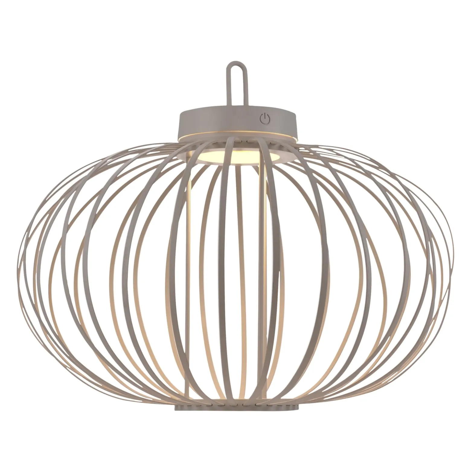 JUST LIGHT. LED-Akku-Tischlampe Akuba grau-beige 37cm Bambus