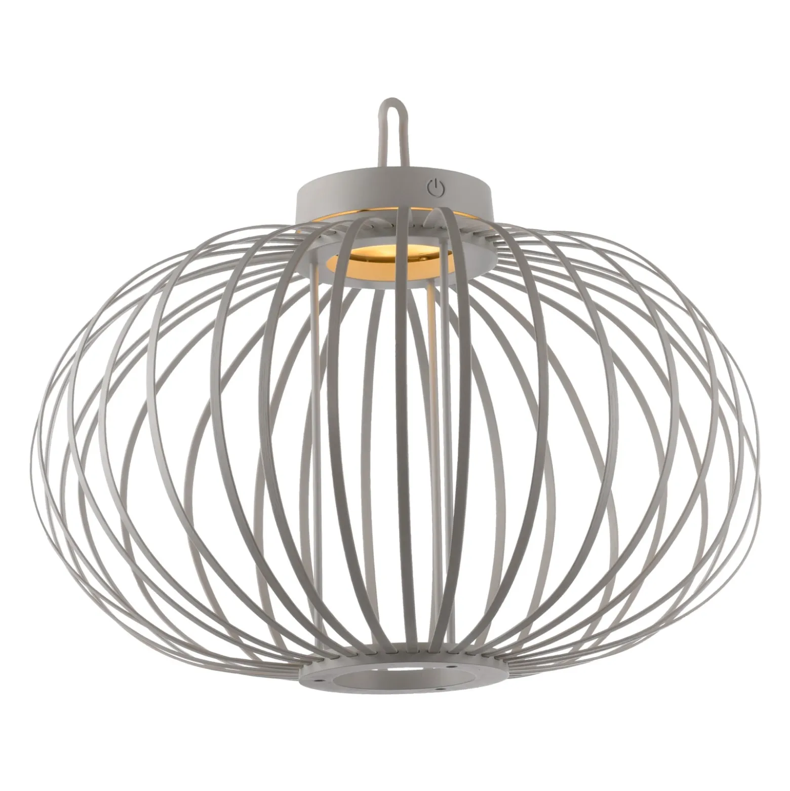 JUST LIGHT. LED-Akku-Tischlampe Akuba grau-beige 37cm Bambus
