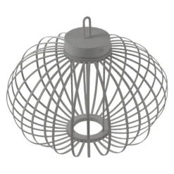JUST LIGHT. LED-Akku-Tischlampe Akuba grau-beige 37cm Bambus