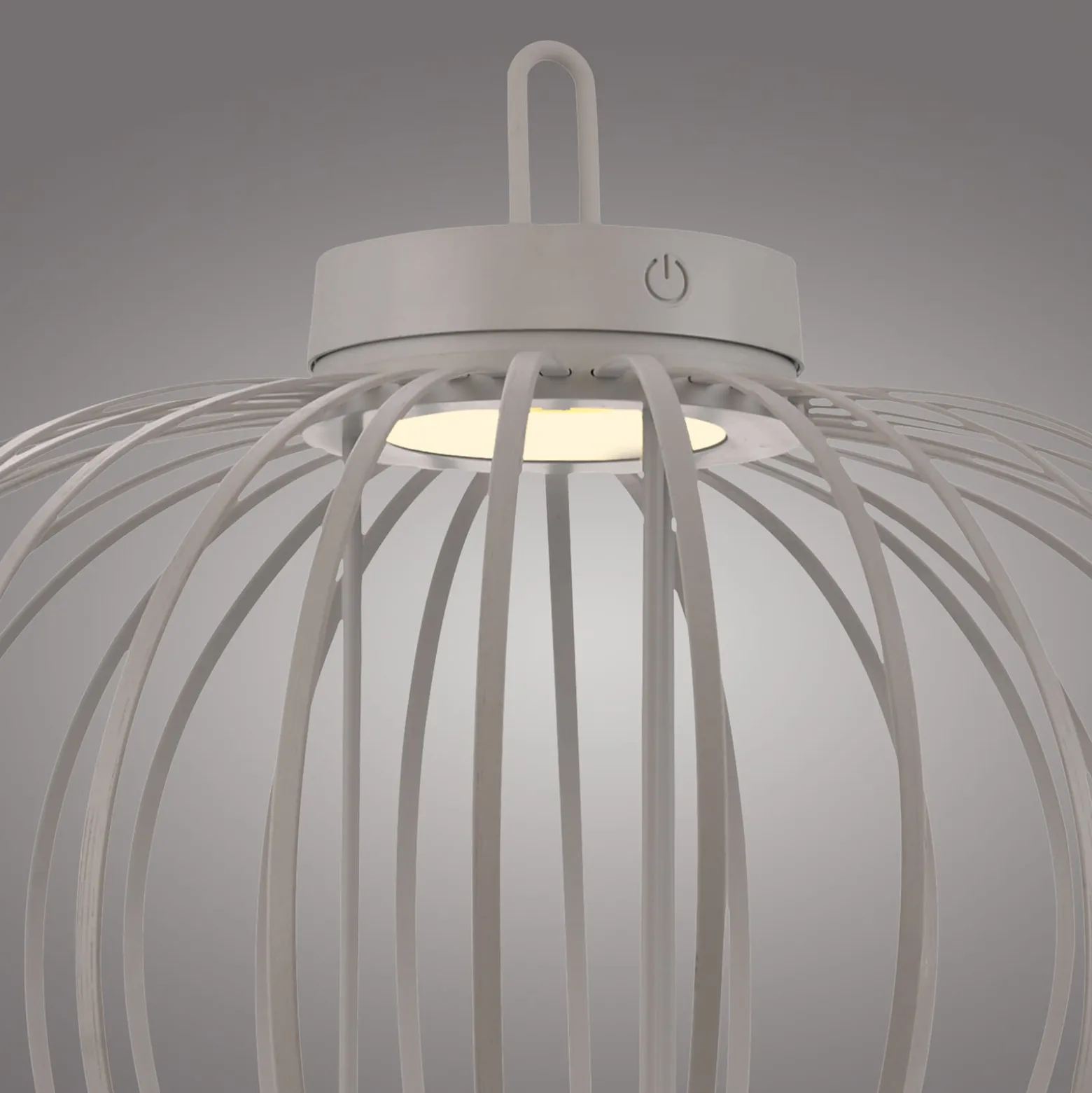 JUST LIGHT. LED-Akku-Tischlampe Akuba grau-beige 37cm Bambus