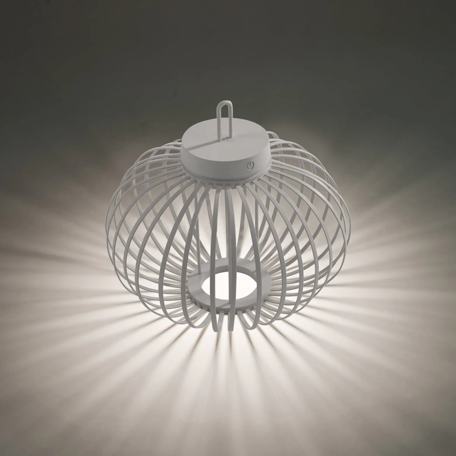 JUST LIGHT. LED-Akku-Tischlampe Akuba grau-beige 33cm Bambus