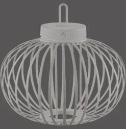 JUST LIGHT. LED-Akku-Tischlampe Akuba grau-beige 33cm Bambus